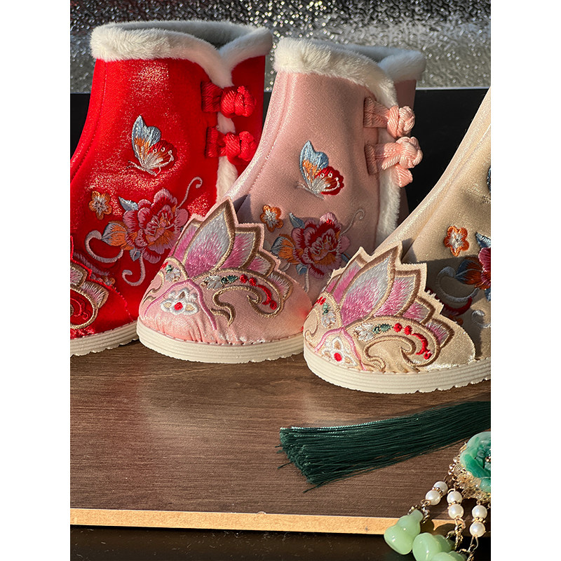 女童汉服鞋2025冬季新款儿童洋气拜年服棉鞋中国风加绒绣花鞋子,淘宝优惠券,粉丝福利购,淘宝优惠卷
