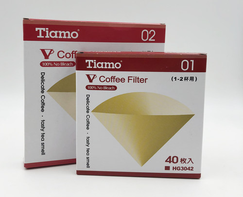 包邮TIAMO 01 02号咖啡滤纸手冲咖啡V60滴漏式咖啡平尖底过滤纸袋 - 图0