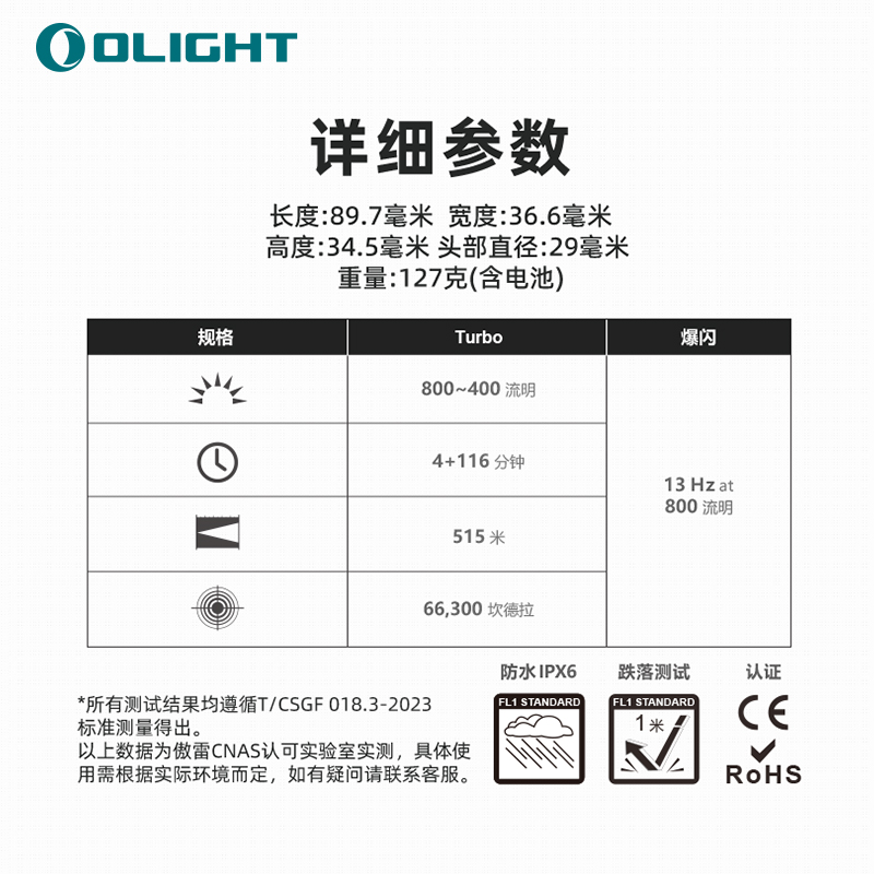 OLIGHT傲雷武神PL Turbo 515米远射高亮聚焦远泛兼顾战术照明灯 - 图3