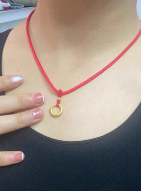 黄金包银项链女黄金色蛇平安扣圆环转运珠挂坠本命年生肖蛇情侣链