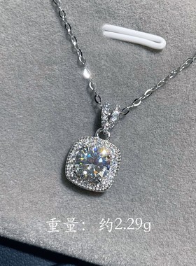 四方钻S925纯银首饰小方糖镶莫桑钻石爆闪亮项链仿真钻八心八箭女