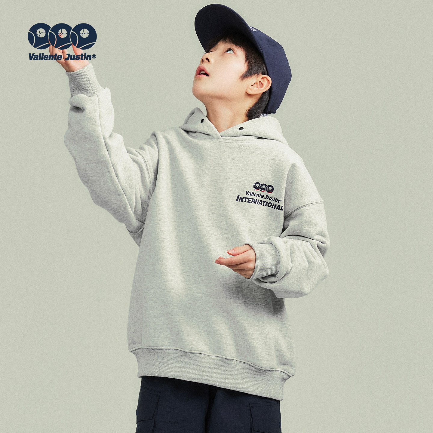 JUSTIN童装冬季加绒保暖儿童连帽套头卫衣男孩少年感印花打底上衣,淘宝优惠券,粉丝福利购,淘宝优惠卷
