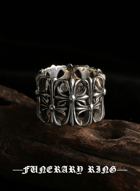 纯银十字架戒指男女款做旧复古