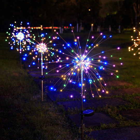 太阳能烟花灯户外庭院花园灯别墅装饰彩灯防水氛围地插草坪小夜灯