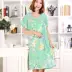 Mian lụa nightdress nữ mùa hè ngắn tay cotton lụa đồ ngủ nhà dịch vụ phụ nữ mang thai nhân tạo cotton chất béo MM cộng với chất béo kích thước lớn - Đêm đầm