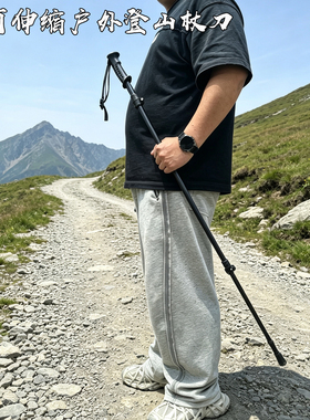 龙泉可伸缩登山杖一体高锰钢唐横刀户外登山徒步防身冷兵器未开刃