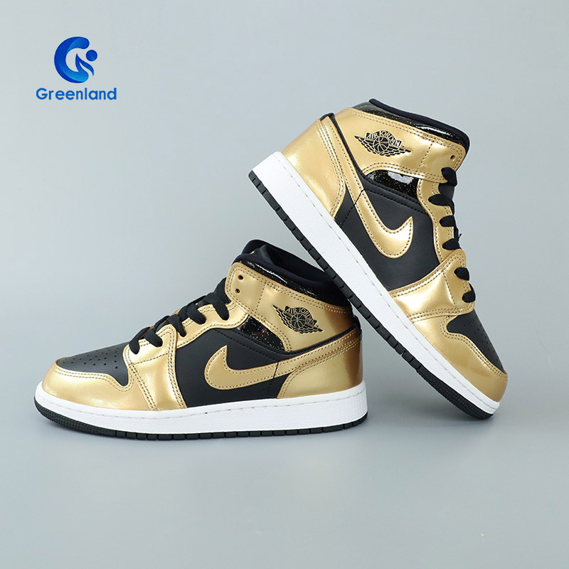 耐克Air Jordan1 Mid AJ1 男女大童金色中帮复古篮球鞋DR6967-071 - 图0