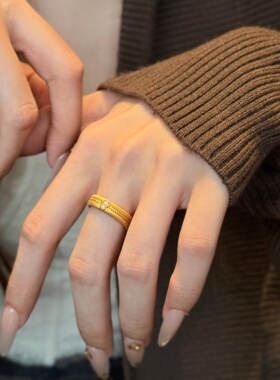 千夕足金9996D点钻葫芦戒黄金戒指女送女友七夕情人节生日礼物