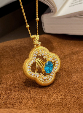 千夕 足金999中式风小园倚窗黄金吊坠女款情人节七夕礼物送女友