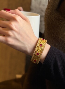 千夕 足金999昭容手镯黄金手镯女款情侣新年情人节生日礼物送女友