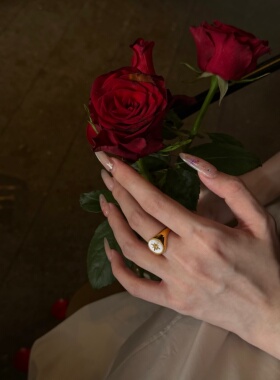 千夕 足金999贝母八芒星戒黄金戒指女款求婚情人节生日礼物送女友