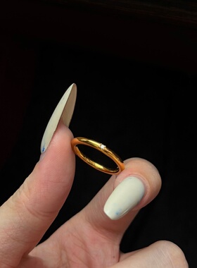 千夕足金9996D点钻戒指黄金戒指女款送女友七夕情人节生日礼物
