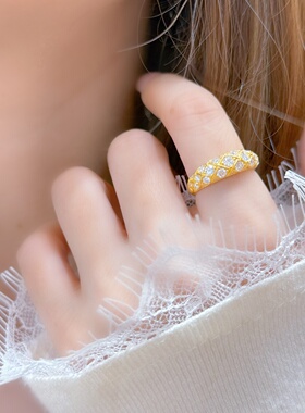千夕 足金999菱格戒指黄金戒指女款求婚情人节生日礼物送女友