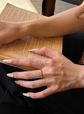 千夕足金9996D点钻双V戒黄金戒指女款送女友七夕情人节生日礼物