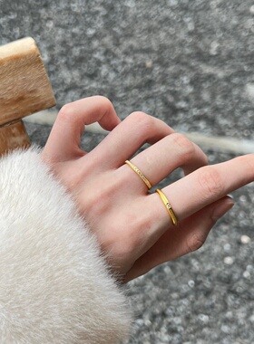 千夕足金999半钻线戒黄金戒指女款送女友七夕情人节生日礼物