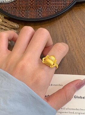 千夕足金9995D蝴蝶结葫芦戒黄金戒指女送女友七夕情人节生日礼物