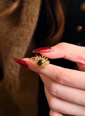 千夕足金999虎眼太阳戒黄金戒指女款七夕情人节生日礼物送女友