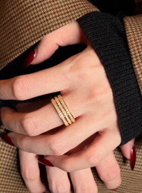 千夕足金9995D白序排戒黄金戒指女款送女友七夕情人节生日礼物