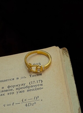 千夕 足金999金绳方糖戒黄金戒指女款求婚情人节生日礼物送女友