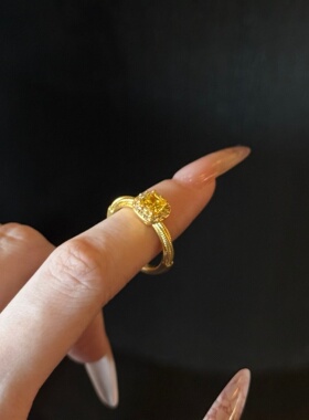 千夕足金999小黄钻戒指黄金戒指女款送女友七夕情人节生日礼物