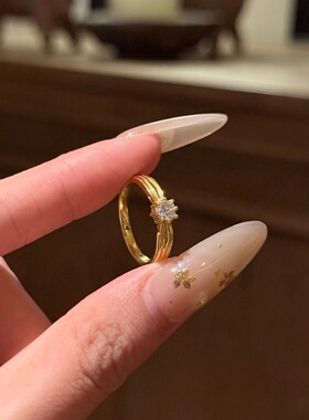 千夕足金9996D点钻柳叶戒黄金戒指女款送女友情人节生日礼物