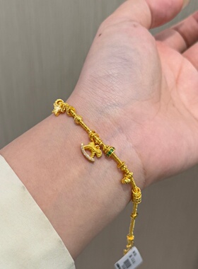 千夕 足金999木马盘缠手链黄金手链女款情人节生日礼物送老婆女友