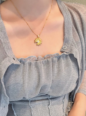 千夕 足金999小雏菊黄金吊坠春节女士情侣情人节生日礼物送女友