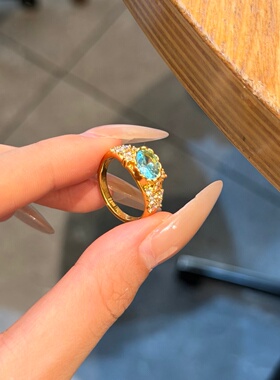 千夕 足金999海洋之心戒指黄金戒指女款求婚情人节生日礼物送女友