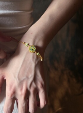 千夕 足金999圆盘珐琅手链黄金手链女款情人节生日礼物送女友老婆