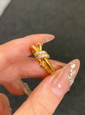 千夕足金999T家绳结戒指黄金戒指女款送女友七夕情人节生日礼物