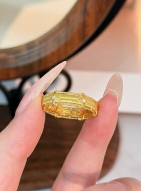 千夕 足金999拉丝四芒星戒黄金戒指女款求婚情人节生日礼物送女友