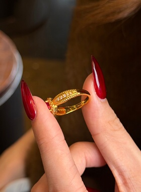 千夕足金999红金织梦戒黄金戒指可爱女款情人节生日礼物送女友