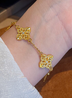 千夕 足金999十字金刚杵手链黄金手链女款情人节生日礼物送老婆