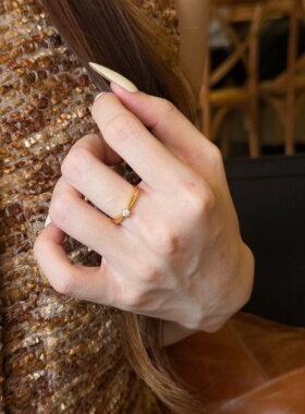 千夕足金9996D公主点钻戒黄金戒指女款送女友七夕情人节生日礼物