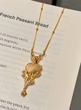 千夕 足金999蝶翼拉丝葫芦黄金吊坠时尚情侣情人节生日礼物送女友