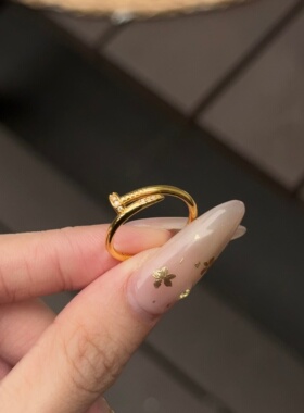 千夕足金9996D钉子戒指黄金戒指女款送女友情人节新年生日礼物