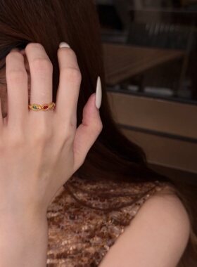 千夕 足金999浮光彩虹戒黄金戒指女款求婚情人节生日礼物送女友