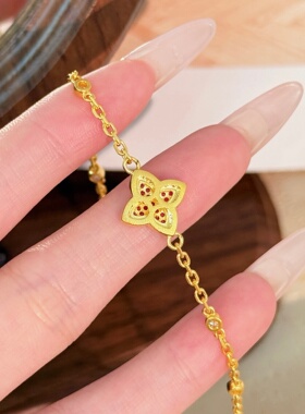 千夕 足金999璀璨四星芒手链黄金手链女款情人节生日礼物送老婆
