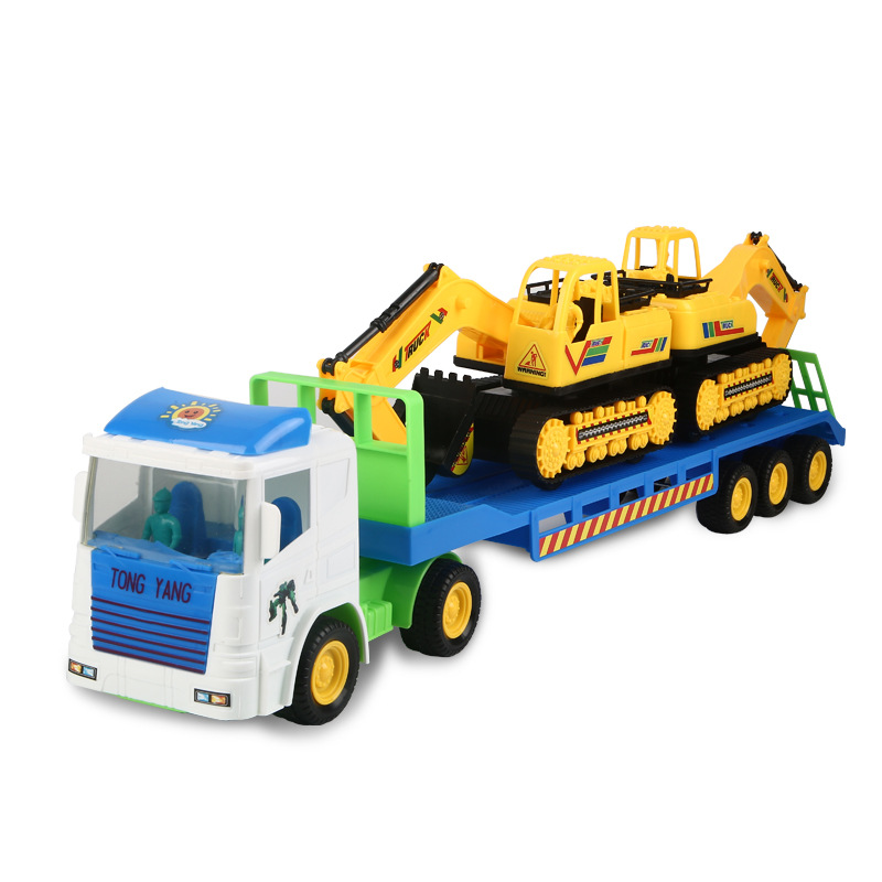 Children's large inertial truck toy仿真挖掘机套装玩具 - 图0