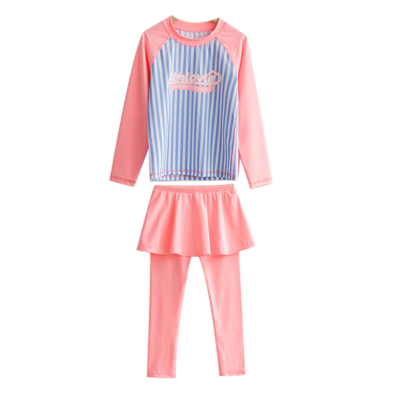 儿童长袖泳衣女ins风分体女童小童公主裙式女孩泳衣2020新款洋气 - 图3