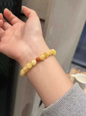 天然白花蜜蜡保山南红文艺手链女