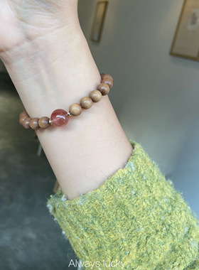 老山檀印度迈索尔香木铜发晶手串