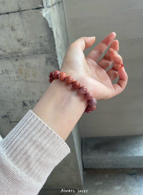 天然阿拉善玛瑙彩玉戈壁石手链女