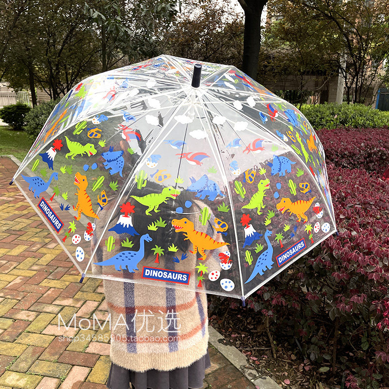 现货日本买回skater恐龙可爱卡通幼儿园儿童学生长柄折叠透明雨伞