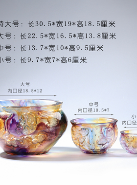 琉璃招财鱼金玉满堂聚宝盆摆件