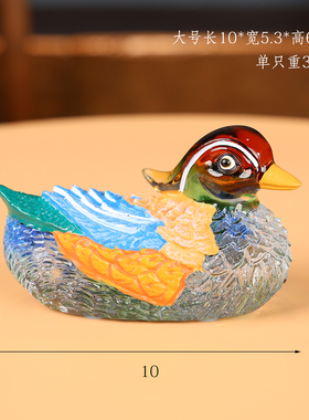 琉璃鸳鸯情侣摆件成双成对爱情守护七彩浪漫装饰桌面家居新婚礼物