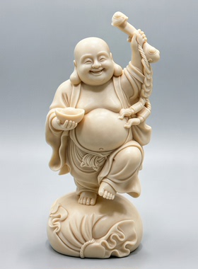 象牙果招财如意大肚弥勒佛摆件轮廓描金家居办公桌摆设装饰工艺品
