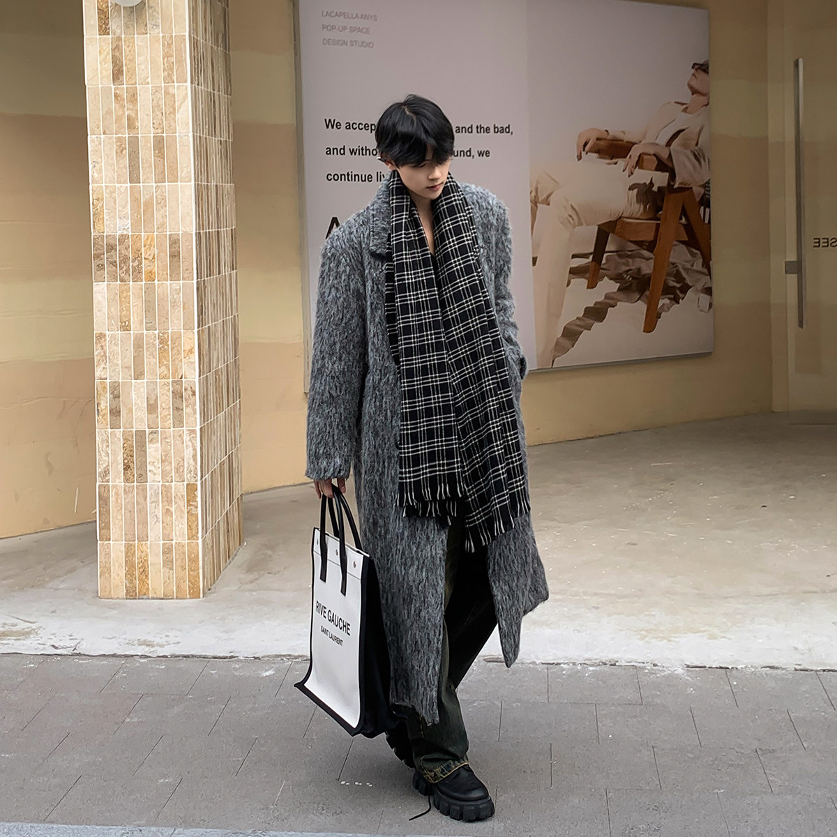 白口阳【灰霾伦敦】韩风夹棉中长款呢子外套含羊毛休闲呢子大衣男,淘宝优惠券,粉丝福利购,淘宝优惠卷