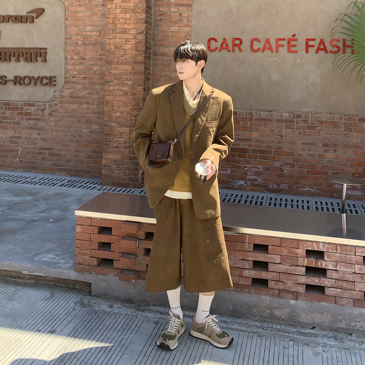 白口阳【首尔十字街区】美拉德色系老钱风西装外套男七分裤套装男,淘宝优惠券,粉丝福利购,淘宝优惠卷