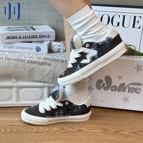 顽刻ollieskate贝果棕色星星春季BAKE休闲低帮W软底男女面包板鞋 - 图3